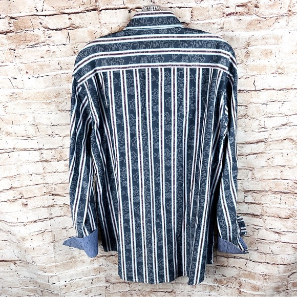 Quieti Shirt Button Down Striped Flip Cuff Men’s XL - Picture 2 of 6